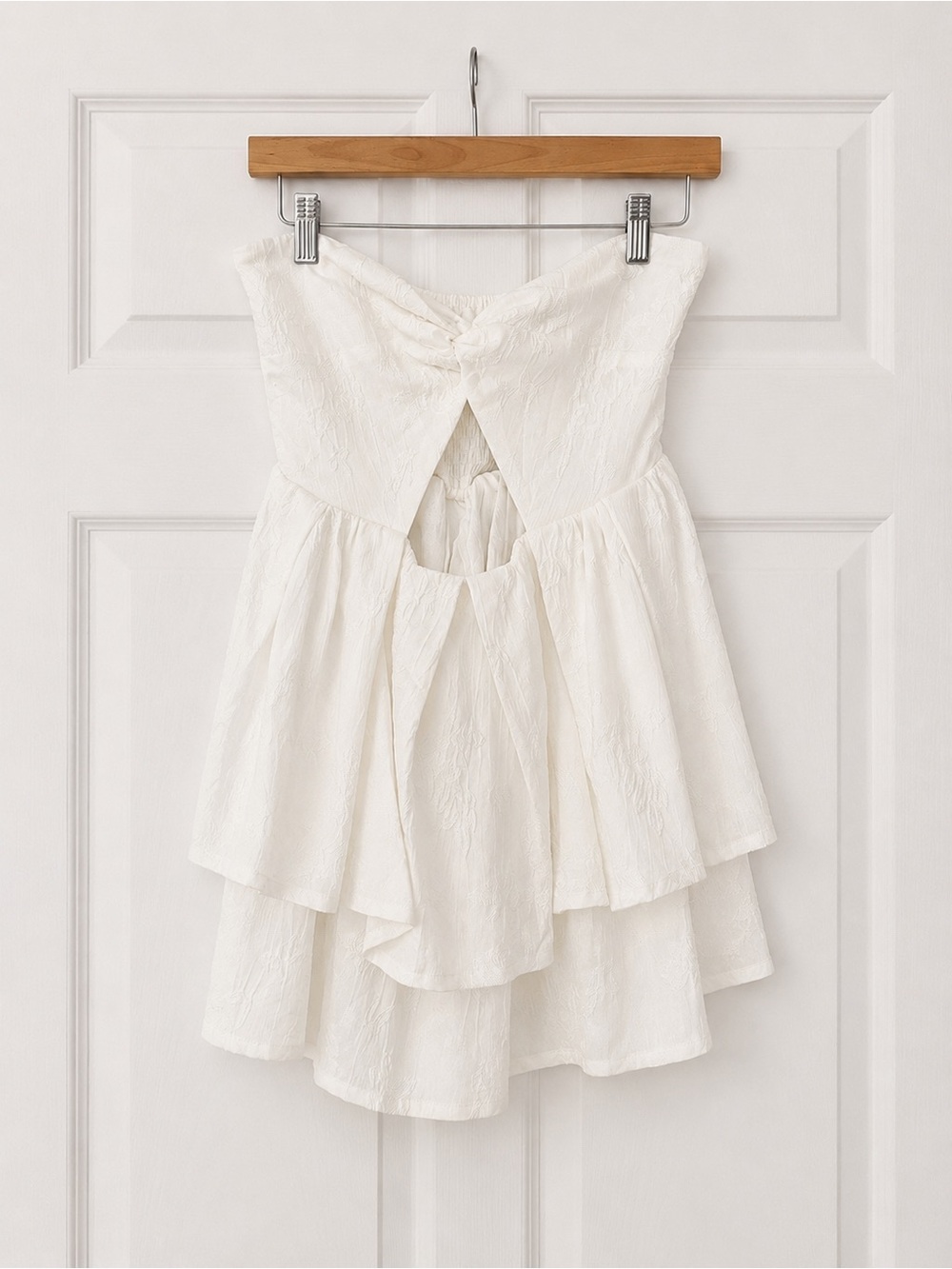 Strapless White Tiered Mini Dress Bridal Graduation Small